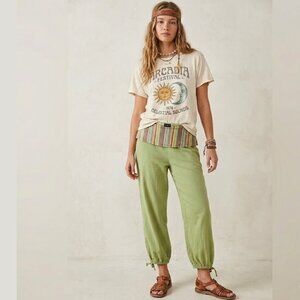 VTG ARK Green Cotton Rainbow Harem Pants Womens M Boho Festival Hippie Lagenlook